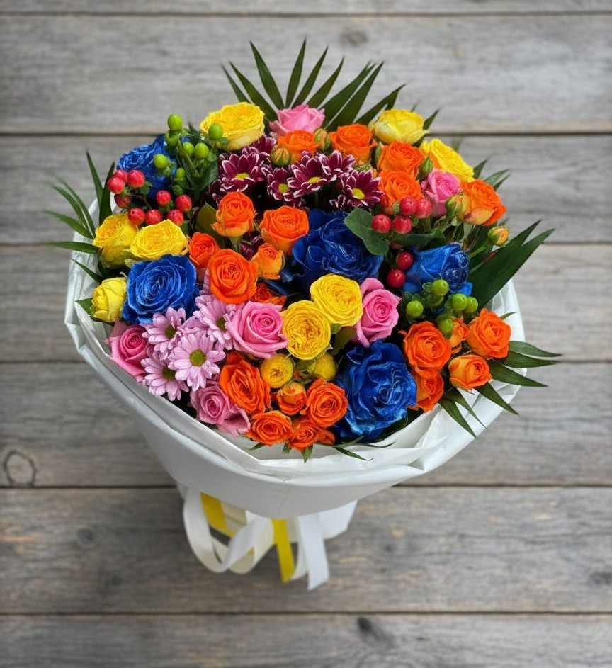 Букет цветов из: Розы и Хризантемы в Большеречье