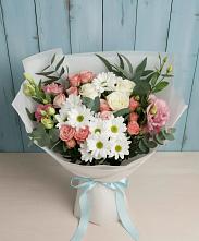 Букет цветов из:  Розы, Лизиантусы и Хризантемы в Большеречье