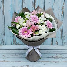 Букет цветов из:  Герберы, Альстромерии и Хризантемы #REPLACE_PRED# Большеречье