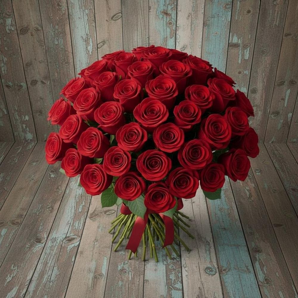 Букет 55 Красных роз Фридом в Большеречье