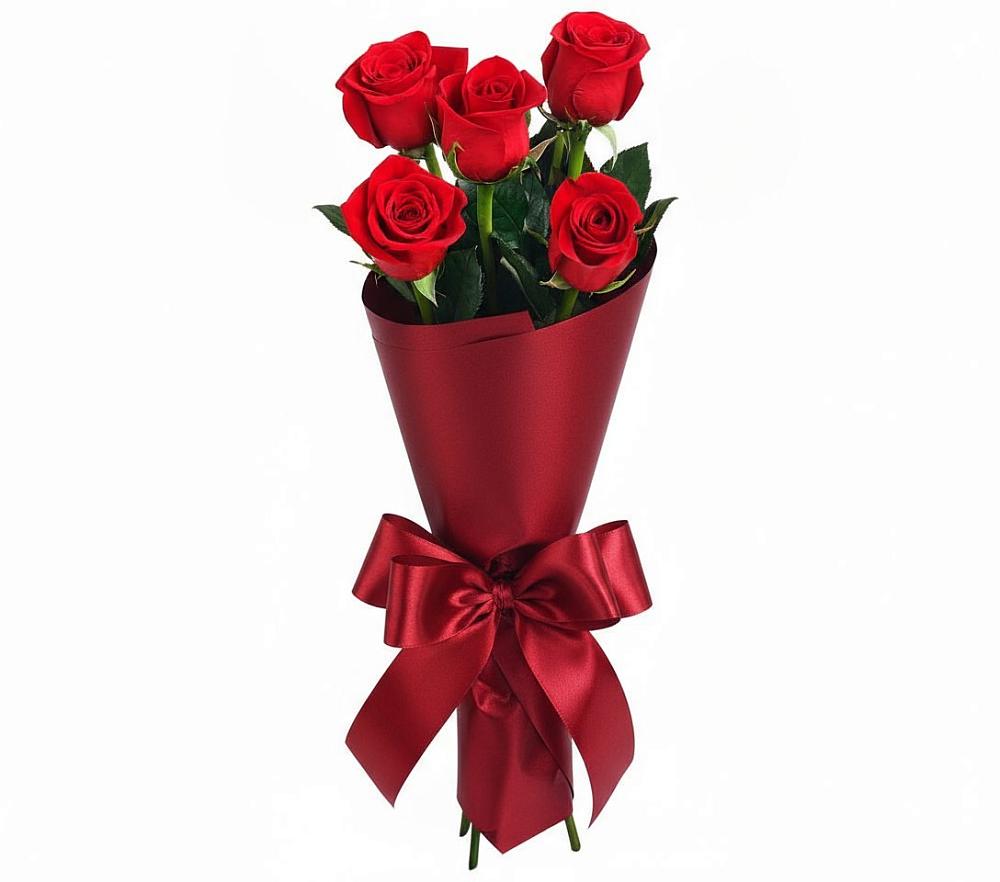 Букет 5 Красных роз Эдлесс Лав в Большеречье