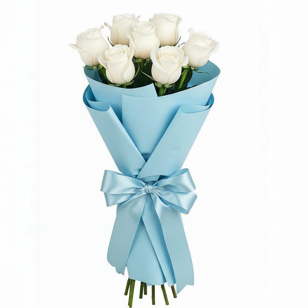 Букет 7 белых роз Проуд в Большеречье