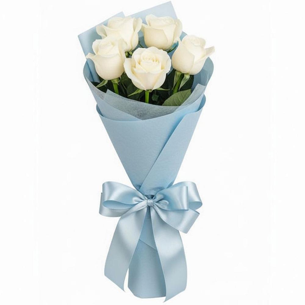 Букет 5 Белых роз Проуд в Большеречье