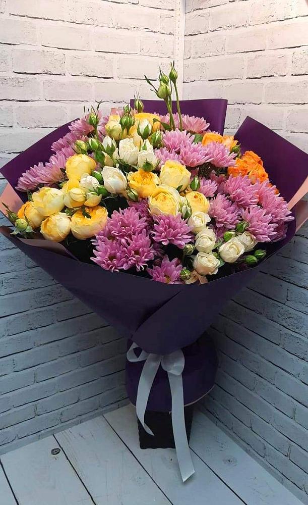 Букет цветов из: Хризантемы и Розы в Большеречье