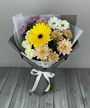 Букет цветов из:  Розы, Герберы и Хризантемы в Большеречье