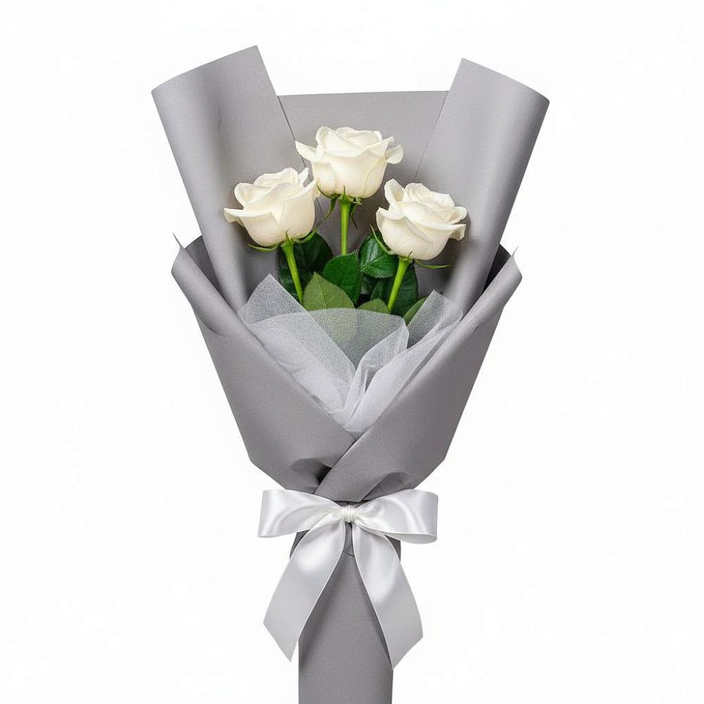 Букет 3 белые розы в Большеречье