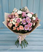 Букет цветов из:  Хризантемы, Розы и Альстромерии #REPLACE_PRED# Большеречье