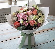 Букет цветов из:  Розы, Лизиантусы и Гвоздики в Большеречье