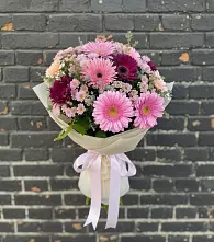Букет цветов из:  Герберы и Хризантемы в Большеречье