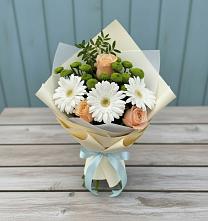 Букет цветов из:  Герберы, Розы и Хризантемы #REPLACE_PRED# Большеречье