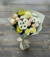 Букет цветов из:  Альстромерии, Розы и Хризантемы в Большеречье
