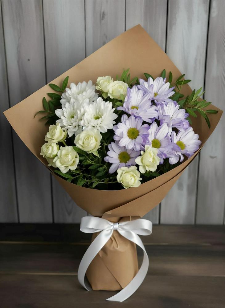 Букет цветов из: Хризантемы и Розы в Большеречье